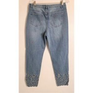 VENUS Denim Cropped Jeans with Decorative Hem